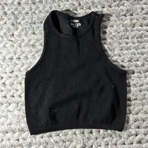 Black Ribbed Crop Top